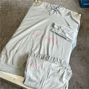 Gray Lounge Set with Pink Accents